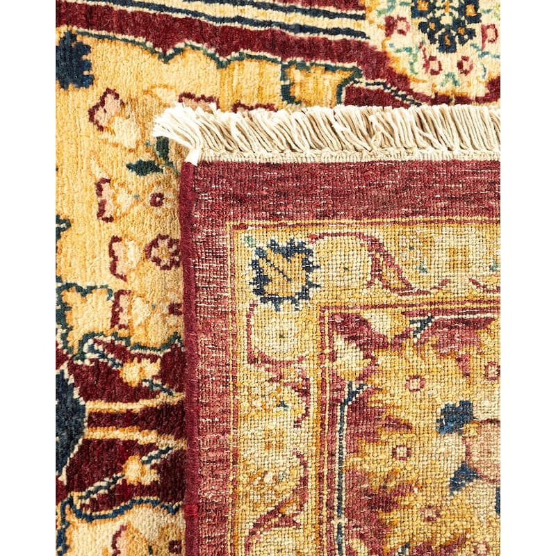 Overton Hand Knotted Wool Vintage Inspired Modern Contemporary Eclectic Red Area Rug - 6' 1" x 8' 7"