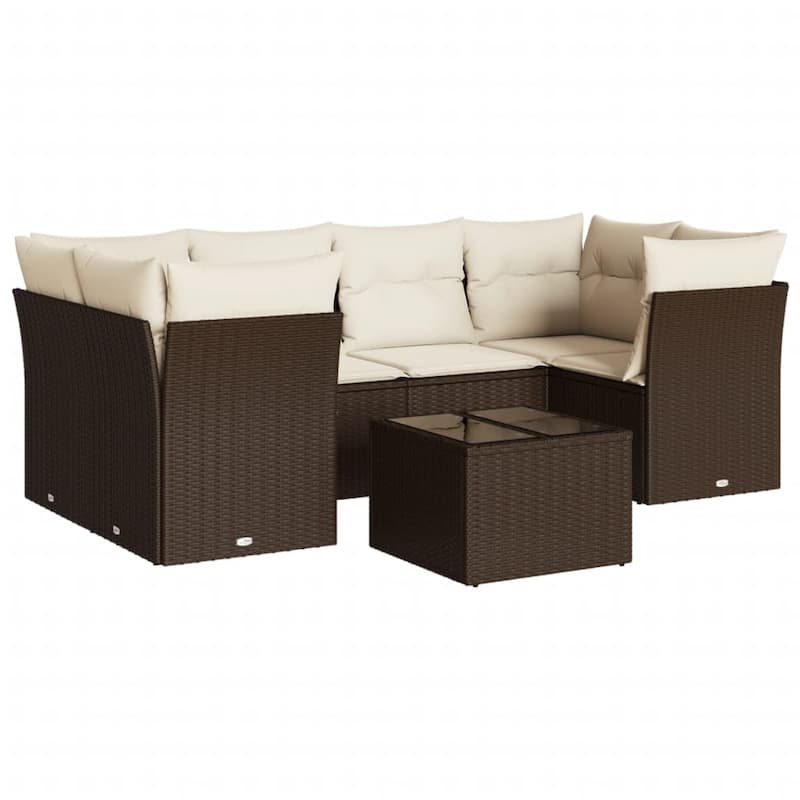 vidaXL Garden Sofa Set Brown, Cream white - 21.7 x 21.7 x 14.6
