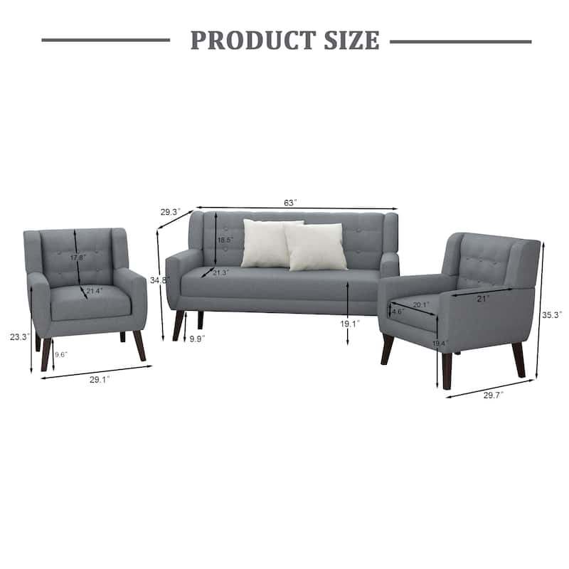 Modern Upholstered Faux Leather Tufted Armchair Linen Accent Chairs