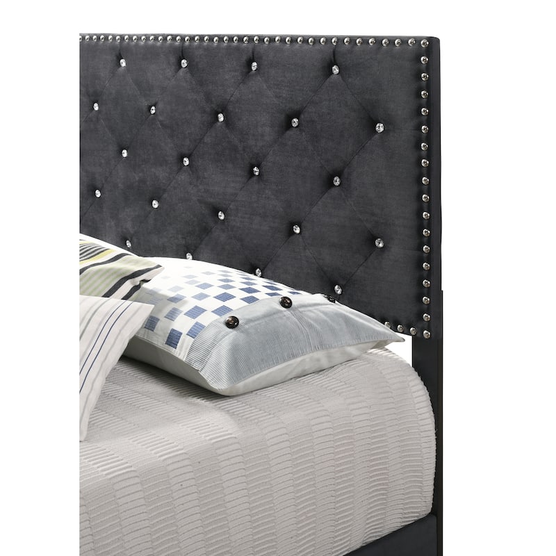 Black Transitional Queen Bed with Sturdy Frame