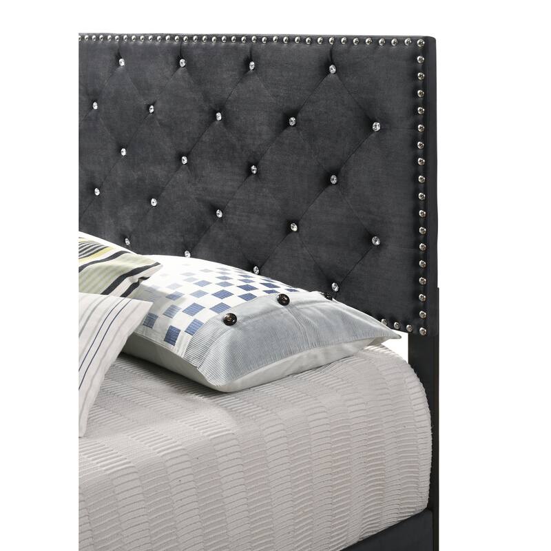 Queen Size Velvet Platform Bed with Sturdy Frame and Easy Assembly