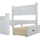 preview thumbnail 10 of 8, Farmhouse Style Queen Size Wood Panel Bed Frame Four Square Poster Bed with Three Storage Drawers, Ancient White
