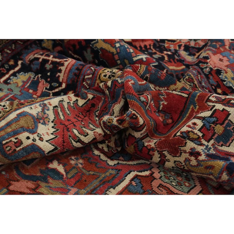 Hand Knotted Oriental 100% Wool Carpet Traditional Medallion Oranges & Rust Heriz (serapi) Area Rug - 14' 2'' X 11' 0''