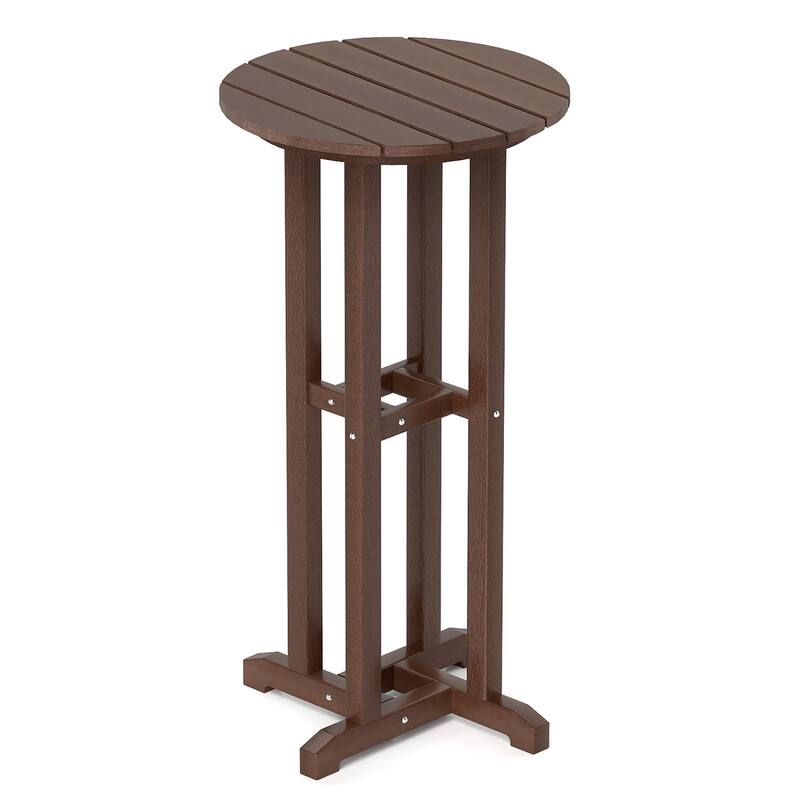 Gymax 21.5'' Round Bar Table Patio HDPE Bar Height Dining Table w/