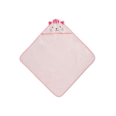 Baby/Infant Hooded Bath Towel - Super Soft and Absorbent- Newborn Essential - Pink Cat