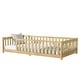 preview thumbnail 59 of 84, Montessori Twin Size Toddler Floor Bed with Fence without Door, Open-row Design Wood Frame Platform Bed with Safety Guardrails