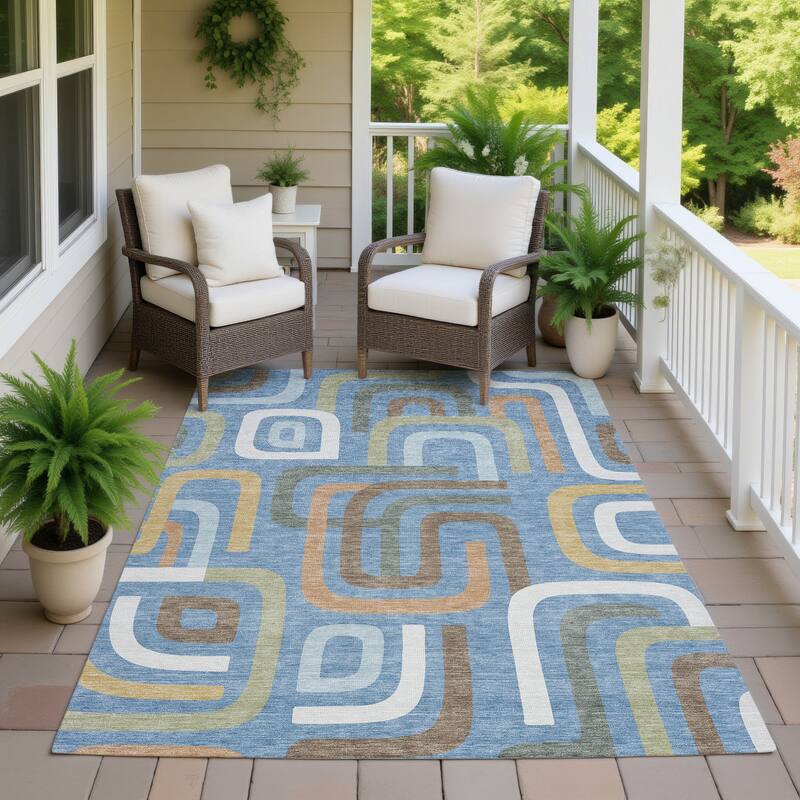 Machine Washable Indoor/ Outdoor Modern Penner Chantille Rug