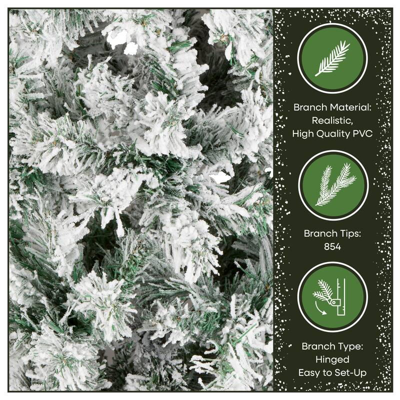 National Tree Company 7.5 ft Acacia Flocked Artificial Christmas Tree, Unlit, Hinged Branches, Includes Metal Stand - 7.5 Foot