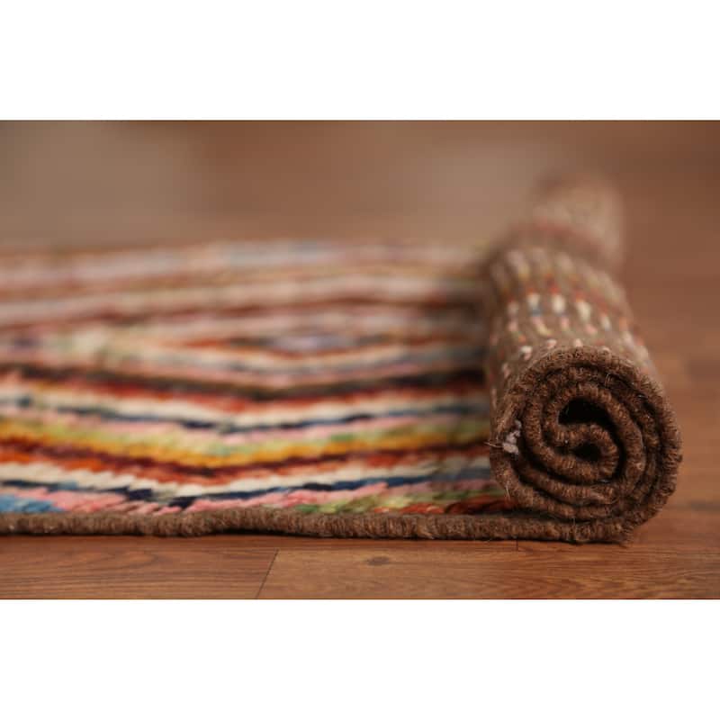 Geometric Moroccan Runner Rug Hand-Knotted Tribal Oriental Wool Carpet - 2'11" x 9'5"