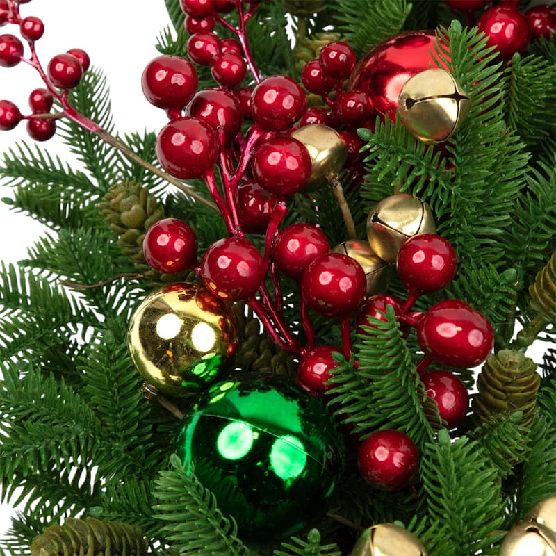 Pine with Ornaments and Berries Artificial Christmas Wreath - 24" - Unlit