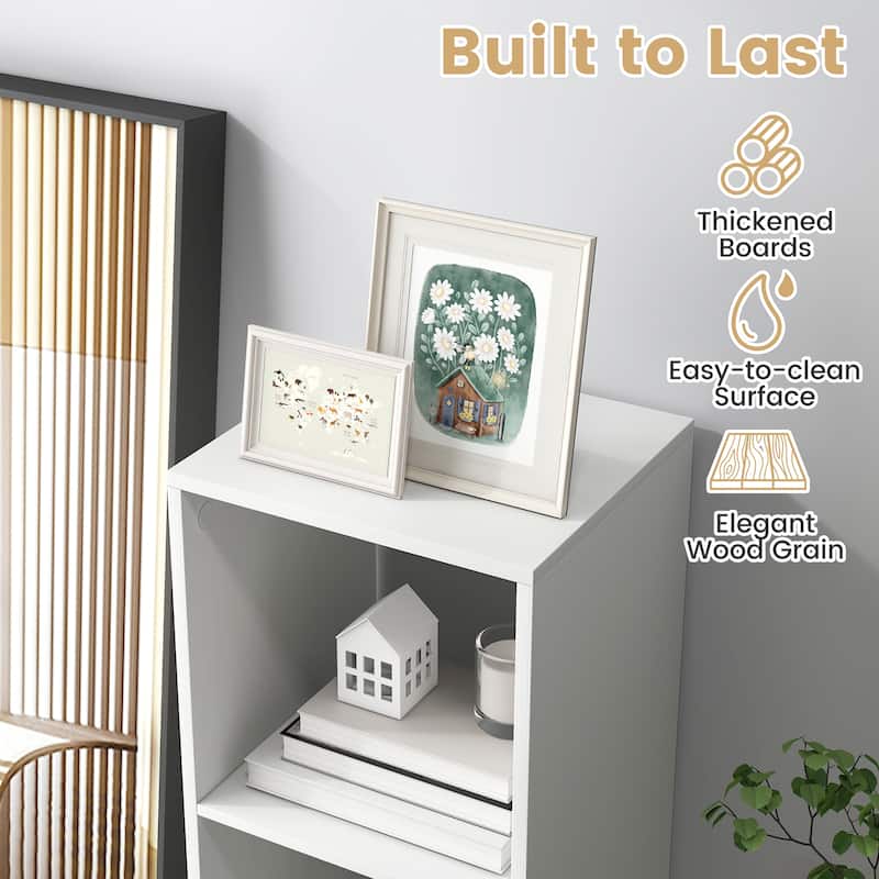 Gymax 3-Cube Bookshelf Modern Vertical Bookcase w/ Back Guardrail &