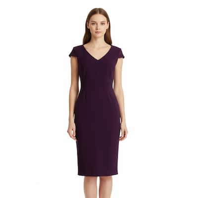 Connected Apparel Cap Sleeve Mid-Length Solid Dress