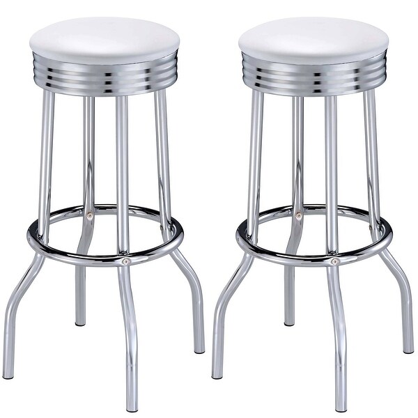 2 Swivel Red and Chrome retro bar stools 29"Height. Set of 