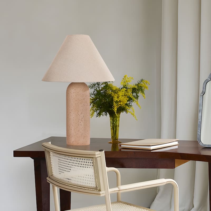 Ceramic Table Lamp with Drum Linen Shade