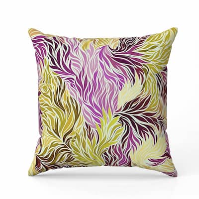 Leafy Whirl Faux Suede Reversible Throw Pillow Purple and Yellow