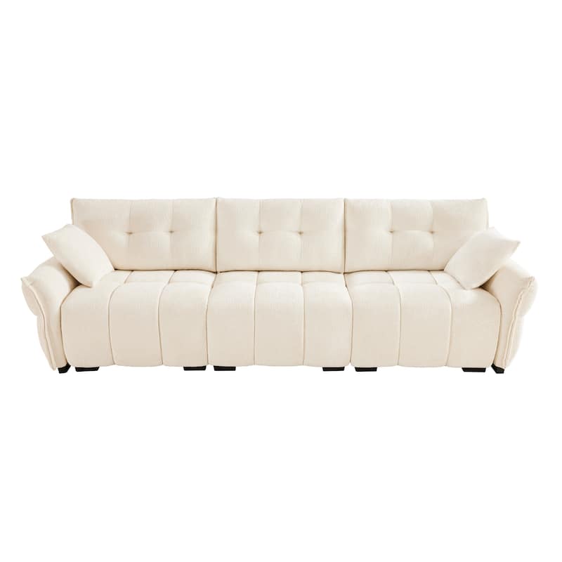110.2" Chenille 4-Seat Sofa with Tufted Design,High-Resilience Sponge Cushions
