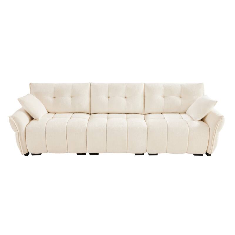 110.2" Chenille 4-Seat Sofa with Tufted Design & Sponge Cushions
