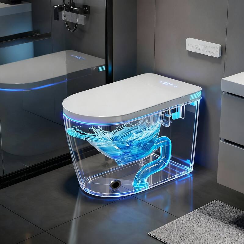 Smart Toilet with Auto Open Lid, Heated Seat & Bidet, One Piece Intelligent Toilet with Remote Control