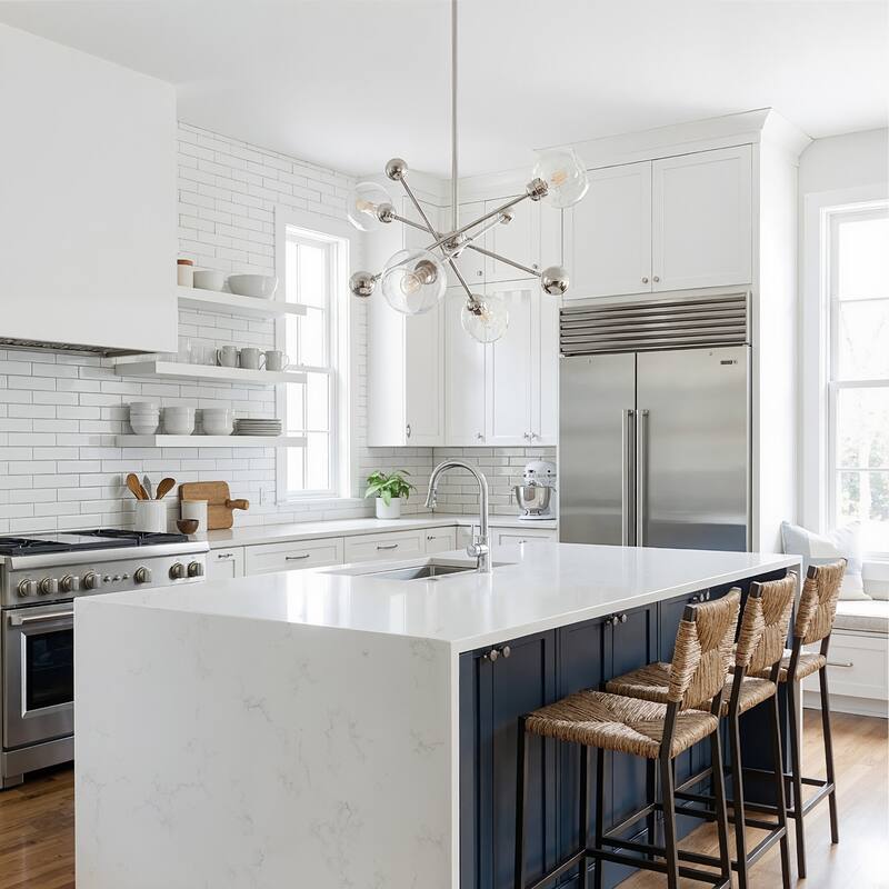 LamQee Sputnik Metal Chandelier with Clear Glass Globe Shades