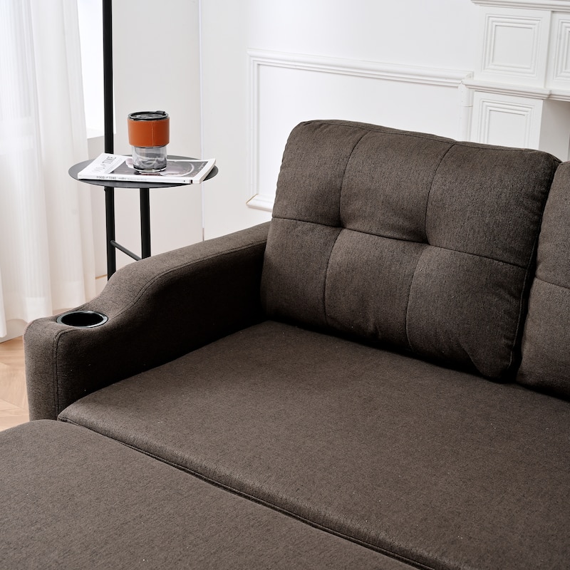 74.8" Fabric Sofa with Storage and Solid Wood Frame, 660lb Capacity
