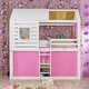 preview thumbnail 1 of 37, Full over Full Size House Bunk Bed With Tent And Under Bed Space for Bedroom Pink