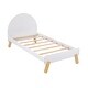 preview thumbnail 5 of 7, Cute Curved Headboard Wooden Platform Bed with Hidden Shelf