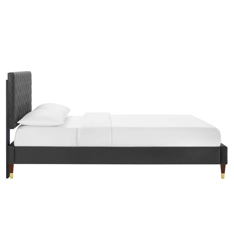 Leah Chevron Tufted Performance Velvet Full Platform Bed