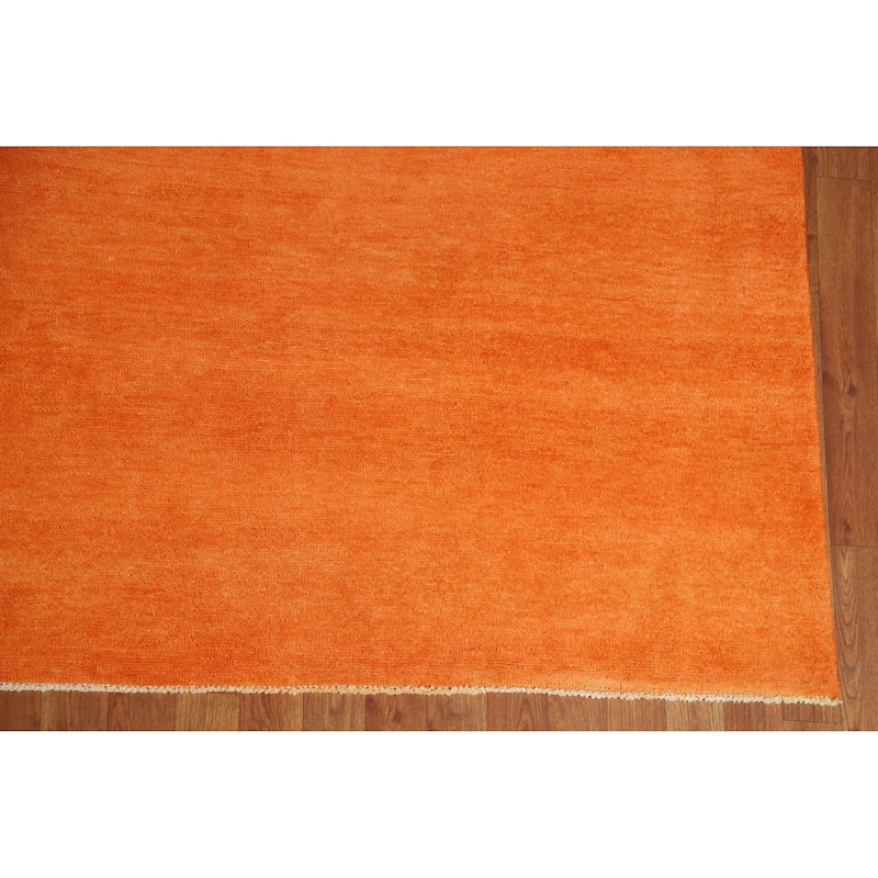 Hand Knotted Oriental 100% Wool Carpet Modern Solid Oranges & Rust Gabbeh Area Rug - 12' 1'' X 9' 4''