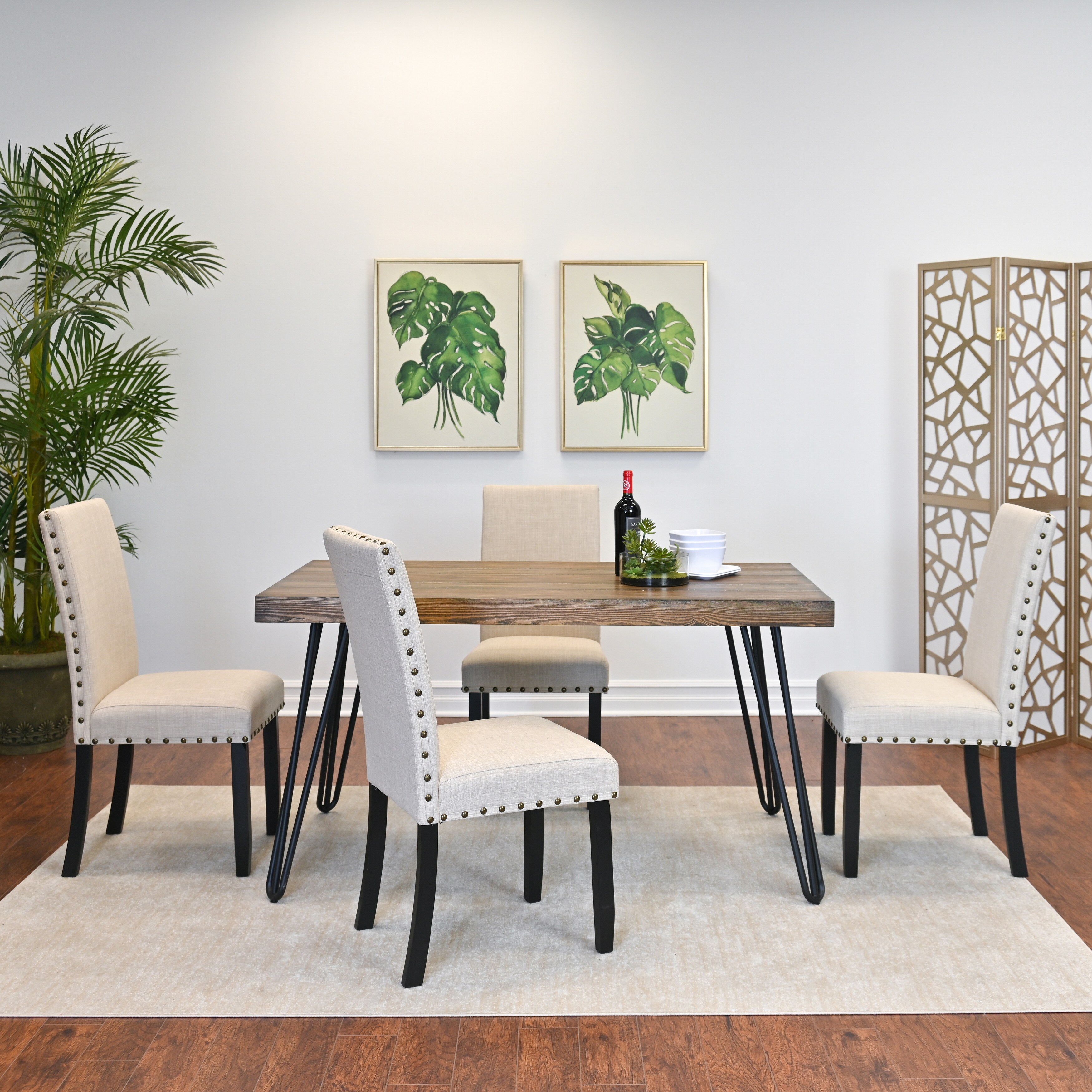 Roundhill Furniture Amisos 7 Piece Dining Set Hairpin Dining