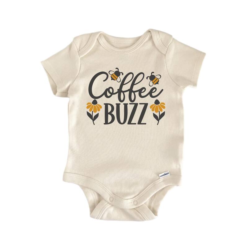 Coffee Buzz Honey Bee- Baby Boy Girl Clothes Infant Bodysuit Funny Cute - Natural - 0-3M