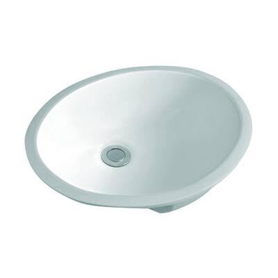 CB HOME Classic Ceramic Oval Undermount Bathroom Vanity Sink in White