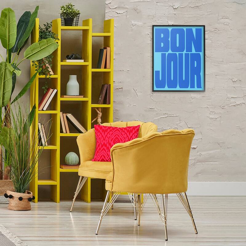 Stupell Bonjour Blue Tones Framed Giclee Art Design By House of Lulu
