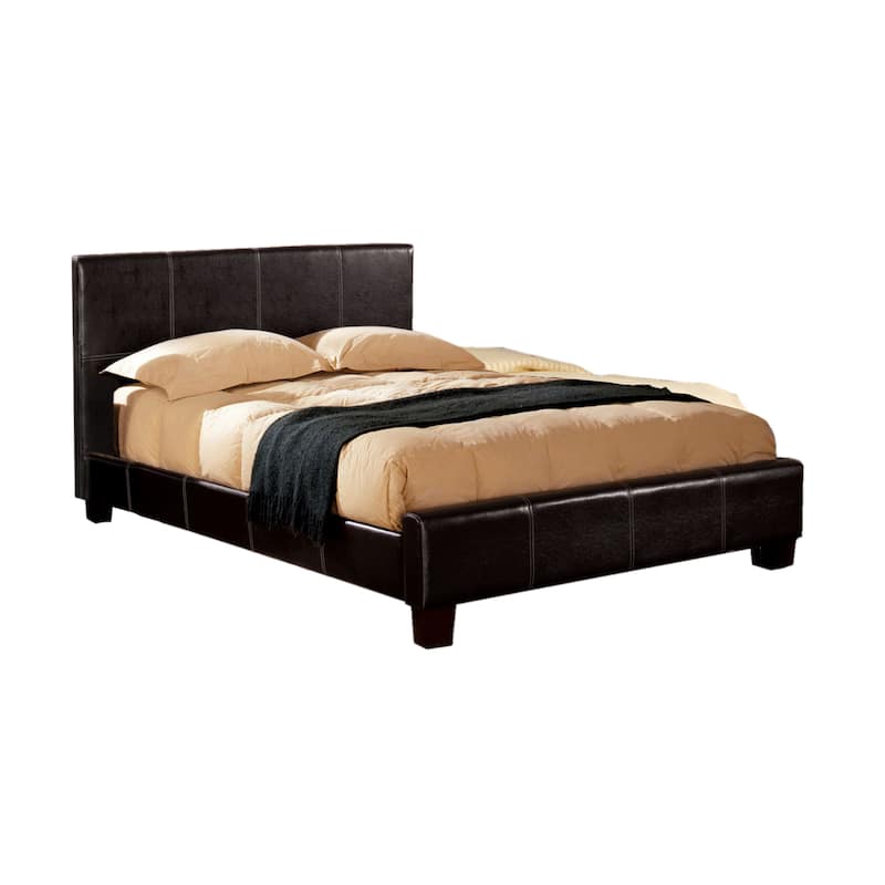 Wene Modern Espresso Faux Leather Upholstered Platform Bed by Furniture of America