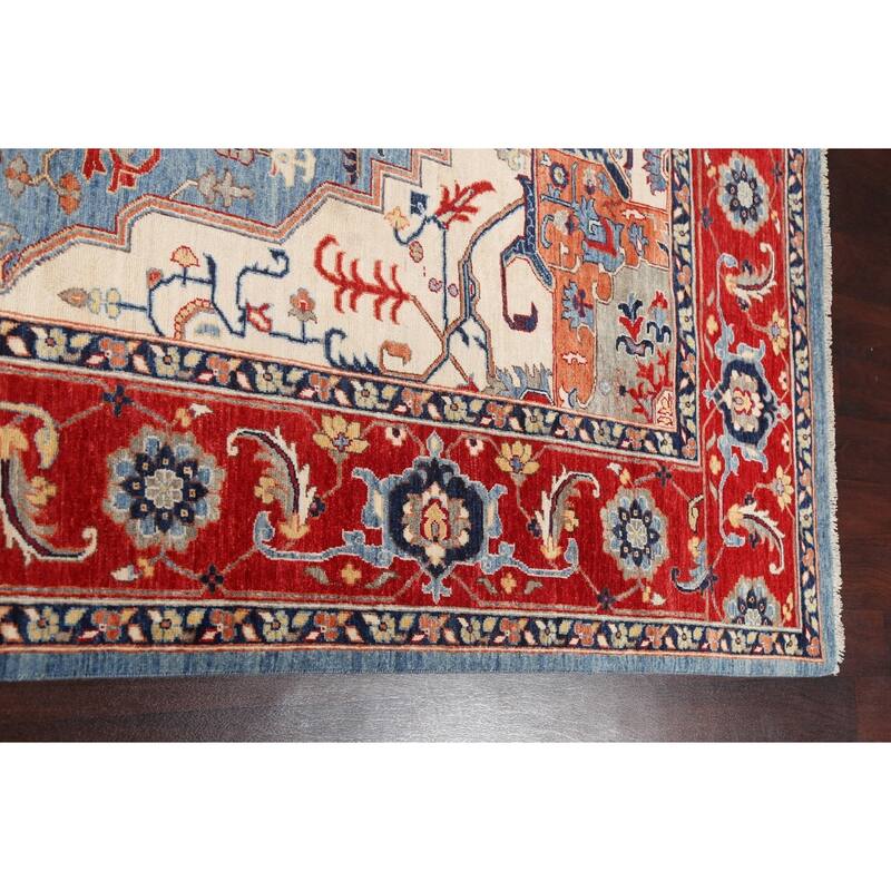 Vegetable Dye Heriz Serapi Oriental Area Rug Hand-knotted Wool Carpet - 8'4" x 11'0"