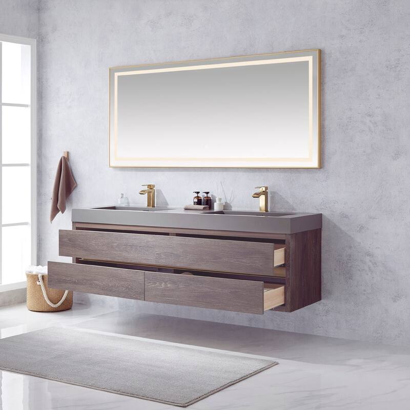 Miseno MV703172 Palencia 72" Wall Mounted Double Basin Vanity Set with