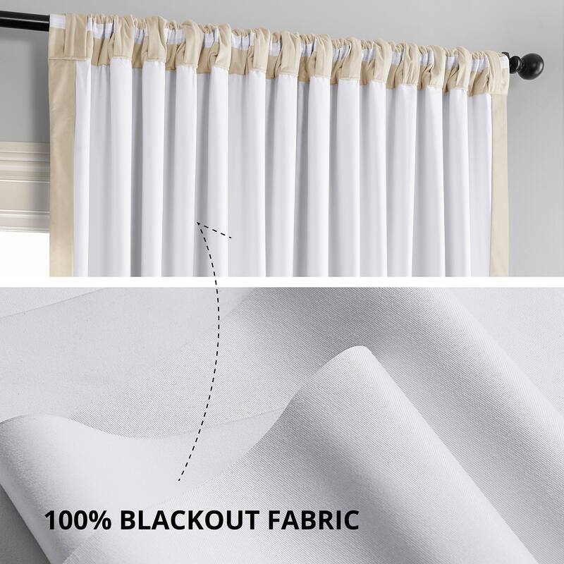 Exclusive Fabrics Signature Extra Wide Ivory Velvet Blackout Curtain (1 Panel) - Luxurious Blackout Drapery for Elegant Décor
