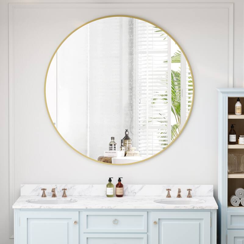 42 Inch Circular Mirror Metal Framed Round Mirror,Vanity Mirror