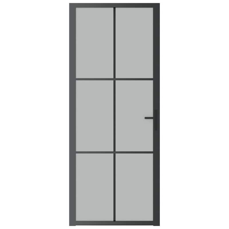 vidaXL Glass Door Interior Door with Alloy Handle ESG Glass and Aluminum Black
