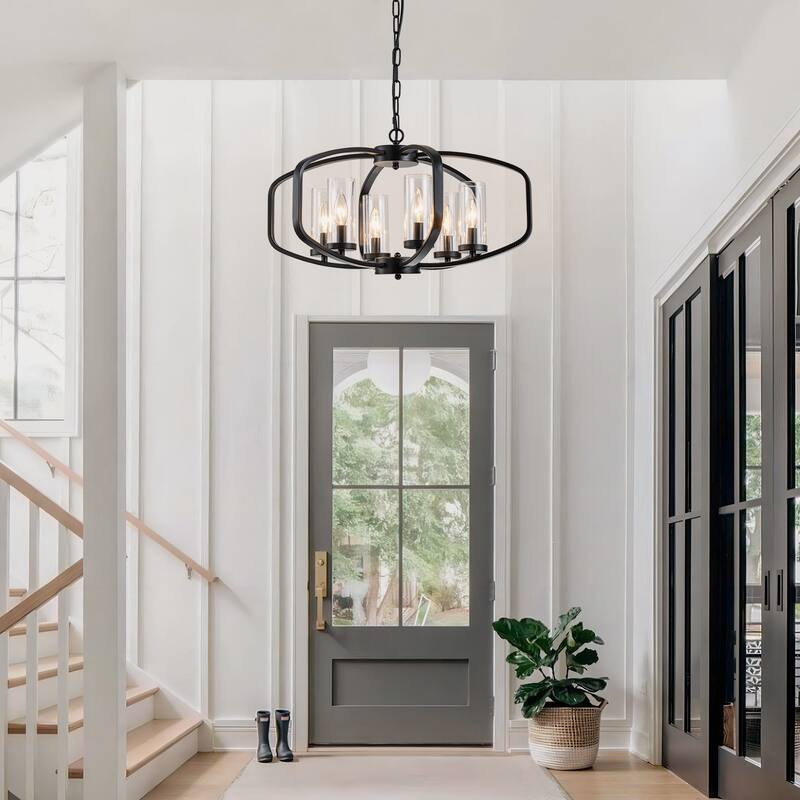 Starsky 6-Light 23in. Modern Farmhouse Unique Ceiling Lights Geometric Lantern Chandelier