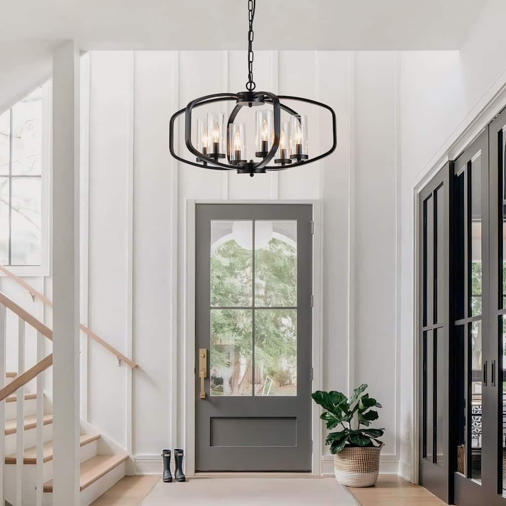 Starsky 6-Light 23in. Modern Farmhouse Unique Ceiling Lights Geometric Lantern Chandelier