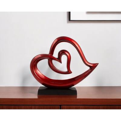 HomeRoots 12" Red and Black Aluminum Tabletop Sculpture - 14.75' X '12' X '3