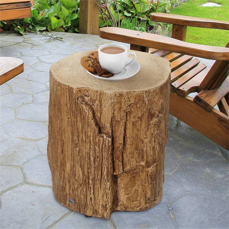 Tree Stump Shape Side Table with Adjustable Foot Pads