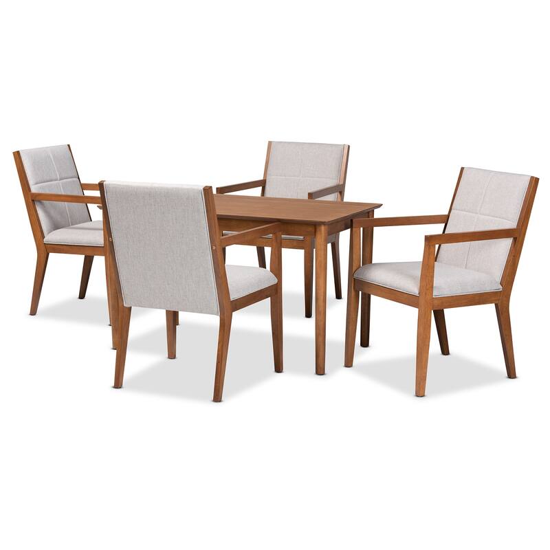 Theresa Mid-Century Modern 5-Piece Wood Dining Set-Greyish Beige - Greyish Beige