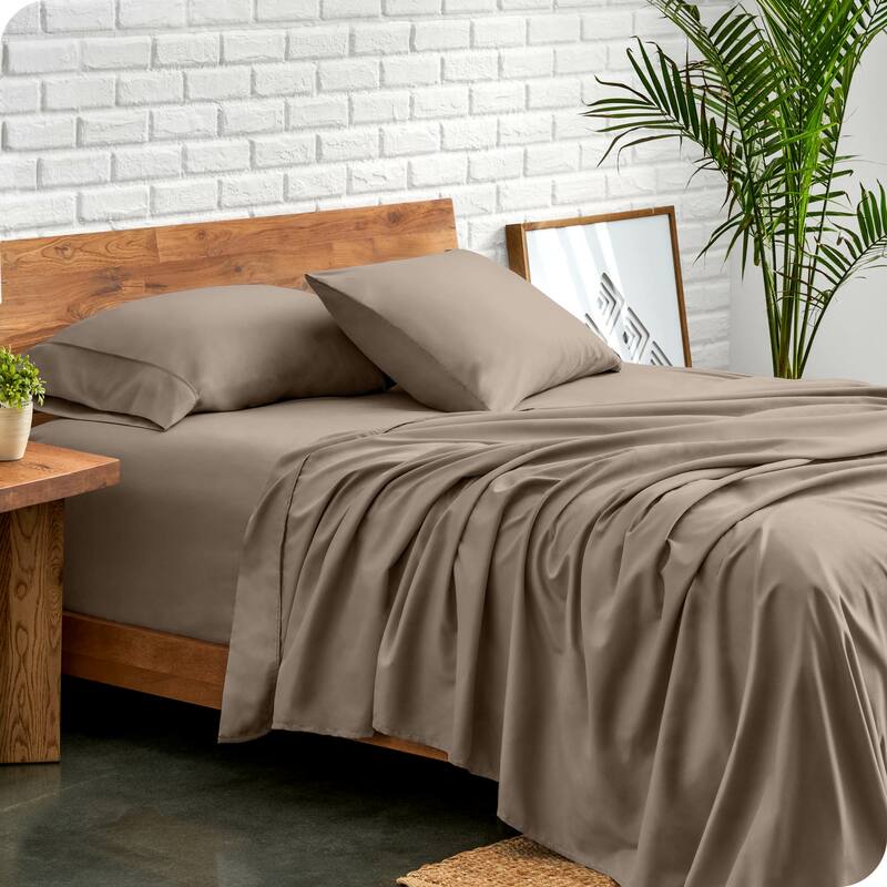 Bare Home Microfiber Full XL Sheet Set, Ultra-Soft Deep Pocket - Taupe