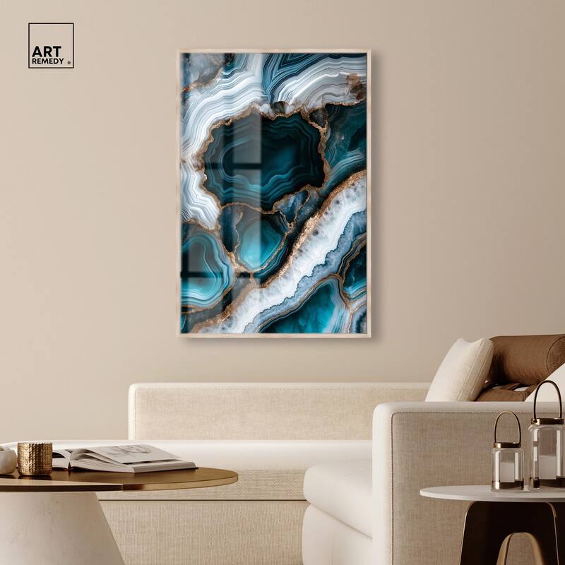 Teal Tectonic I Shadowbox by Art Remedy