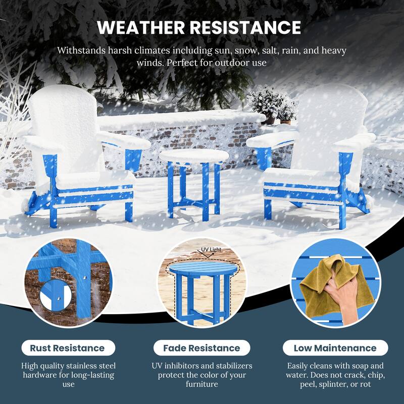 Laguna Outdoor Folding Adjustable Adirondack Chair with Hideaway Ottoman & Round Side Table