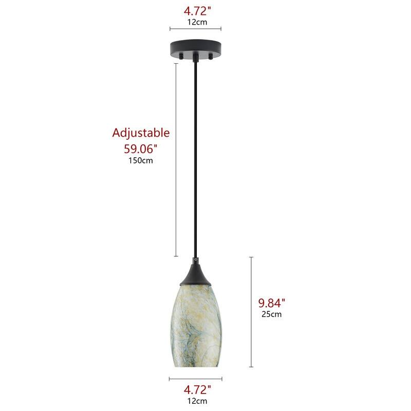 Black Metal and Glass Pendant Light for Kitchen Island Dining Room