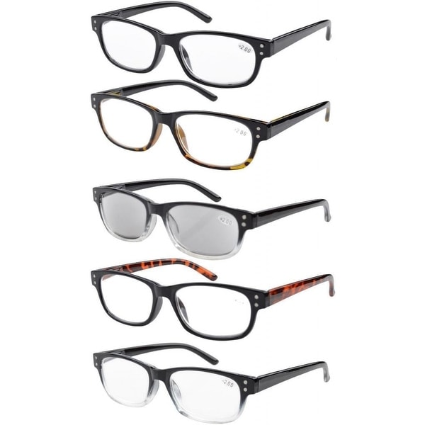 Eyekepper 5-pack Spring Hinges Acetate Reading Glasses Includes Sunglasses Readers +2.50