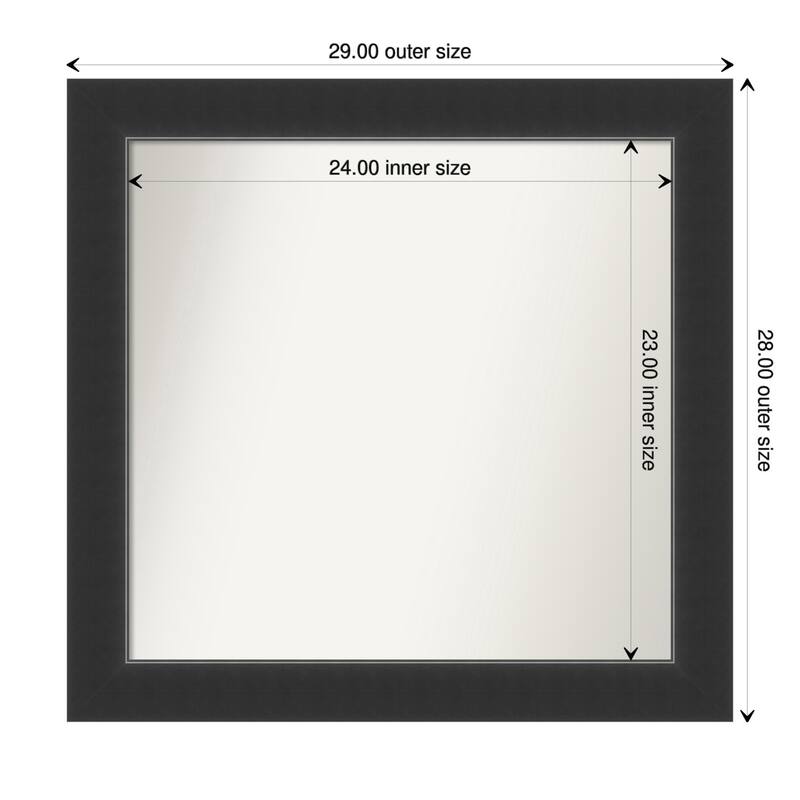 Corvino Black Framed Non-Beveled Custom Wall Mirror, Bathroom Vanity Mirror - Outer Size: 29 x 28