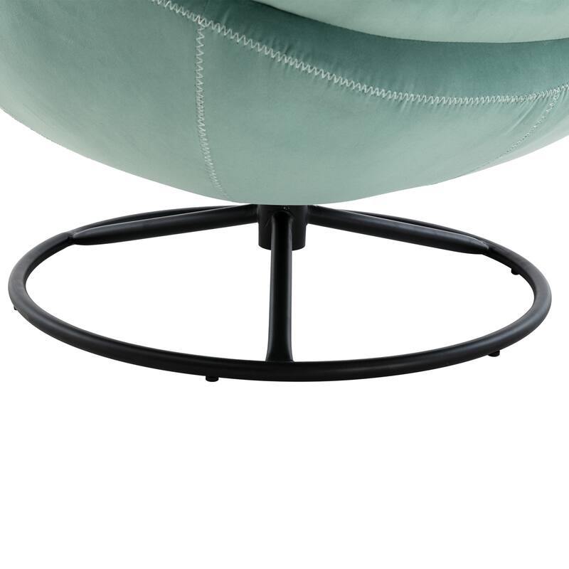 Velvet Swivel Accent Chair with Ottoman & Metal Legs (360° Rotation)